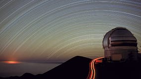 Star trails over Mauna Kea observatory