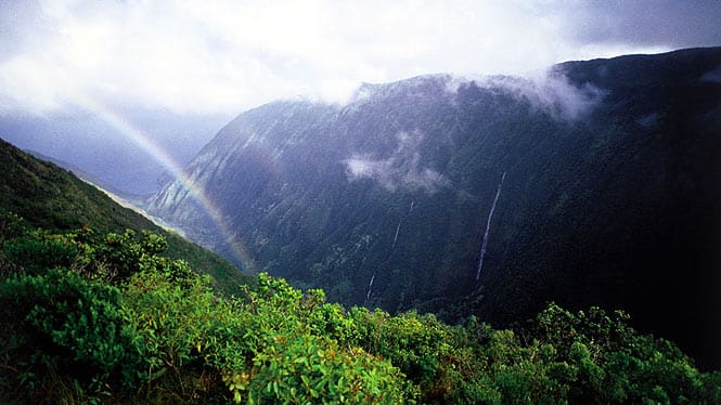 rainbow over a valley