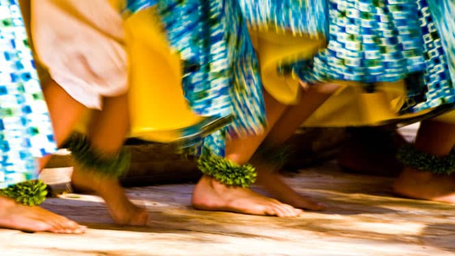 Men's feet dancing Hawaiian hula
