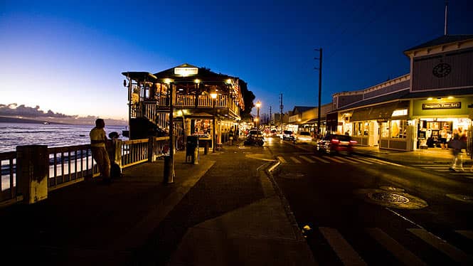 Lahaina as the sun sets and the stars come out
